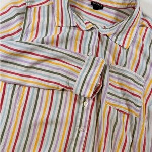 Torrid Plus 2x Vertical Striped Multicolor Long Sleeve Button Down Travel Casual